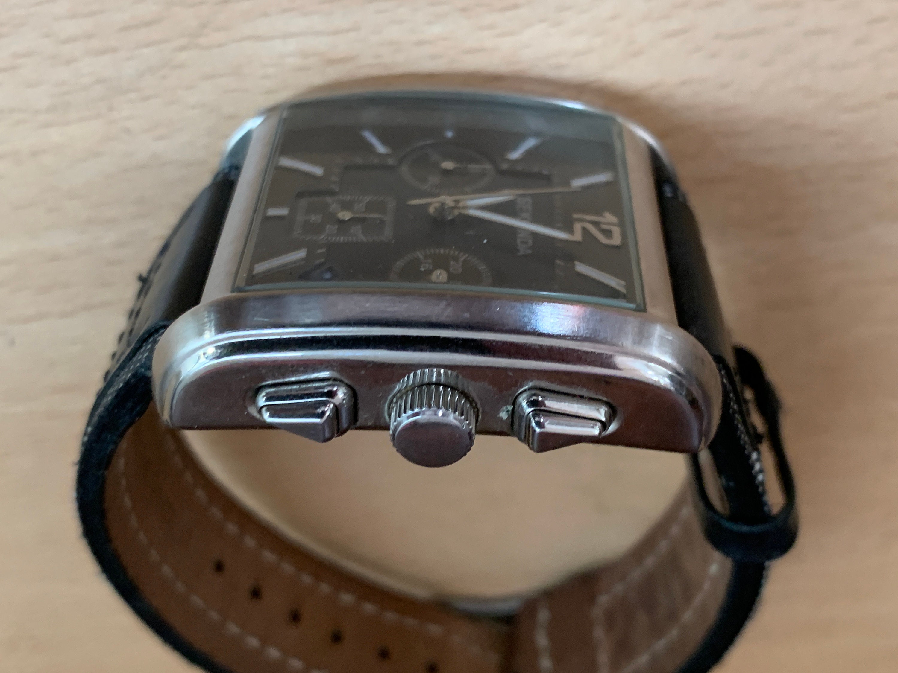 Men's Sekonda Square Chronograph Watch Leather Strap | Etsy