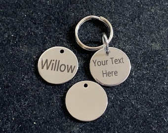 Small 15mm round Pet Tag Engraved Personalised Pet Tags ID Tags Engraved Name Collar