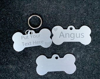 Lightweight Dog Tag Engraved Personalised Pet Tags ID Tags Engraved Name Collar Tag Bone