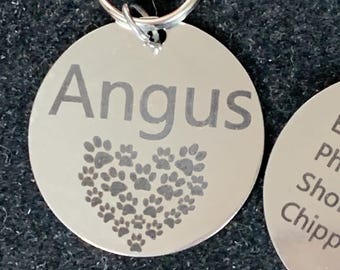 30mm round Pet Tag Engraved Personalised Pet Tags ID Tags Engraved Name Collar