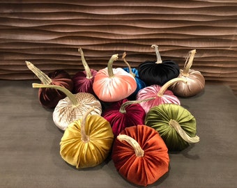 Zucche di velluto con steli veri: zucche di stoffa fatte a mano in 13 colori!