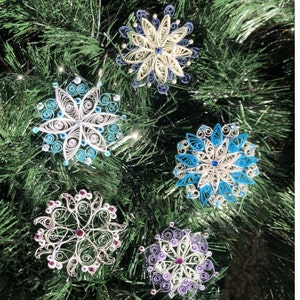 Set of 5 Handmade Paper Quilling Snowflakes