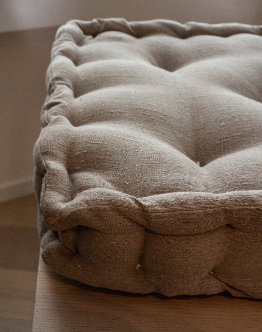 Linen French Tufted Bench Cushion Handmade to Order Etsy