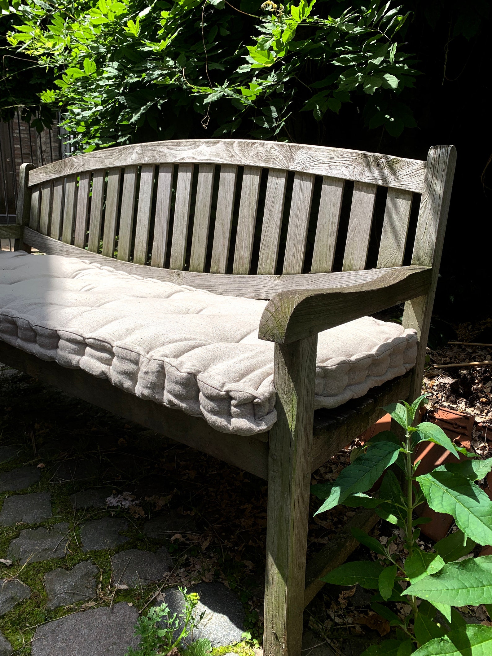 Tufted bench cushion in natural washed linen II Custom linen Etsy