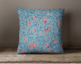 Blue Chinz cushion // historic floral cushion // Dutch heritage accent cushion // Blue cotton chinz cushion // Historic home decor