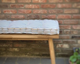 Tufted cotton bench cushion // Custom stripe window seat // French Quilted Pad  // Box cushion // Daybed cushion // Floor pillow