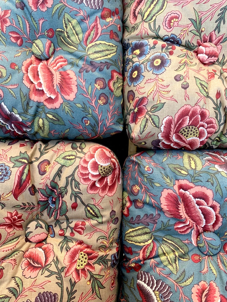 Floral Chair Pads Tufted Cushion Seat padded buttoned with Etsy