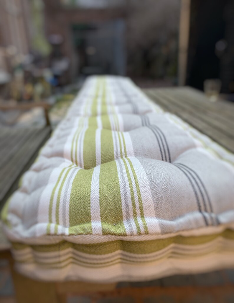 Tufted Bench Cushion // Custom French mattress // Linen floor Etsy