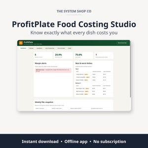 Food Cost Calculator Software | Recipe Costing with Menu Engineering & Price Simulator for Restaurants | Offline App