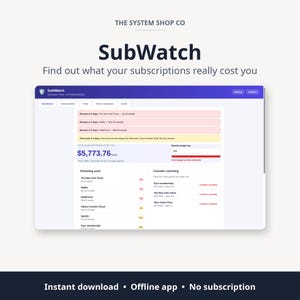 Subscription Tracker Software | Renewal Alerts, Annual Cost & Cancel-or-Keep Verdicts | Offline App, No Subscription