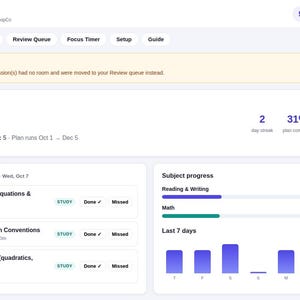 SAT ACT Study Planner Software | Exam Timetable Generator with Pomodoro Timer, Spaced Repetition & Printable Schedule | Offline App