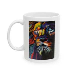 Silent Roar Lion Painting Mug - Wildlife Animal Coffee Cup, Original Artist Tea/Coffee Mug, Safari King Ceramic Beverage Gift