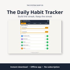 Habit Tracker Software | Streaks, Heat Maps & Routine Builder for Daily Habits | Offline App, No Subscription