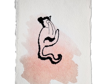 Chat rouge 1, animal dessinant une ligne unique illustration portrait d'animal de compagnie famille d'accueil dormir repos minimum minimalisme croquis carnet de croquis