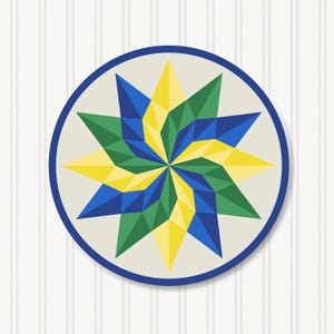 Round Barn Quilt, 6 Sizes, Beautiful Outdoor Wall Art Decor, BQR072-16