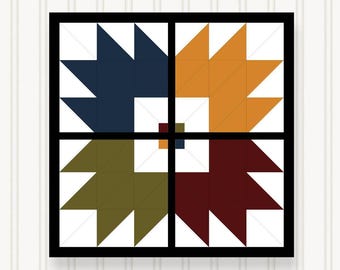 Barn Quilt Wall Art, 8 Sizes, Outdoor & Indoor Square Block, Home Decor Accent, BQ015