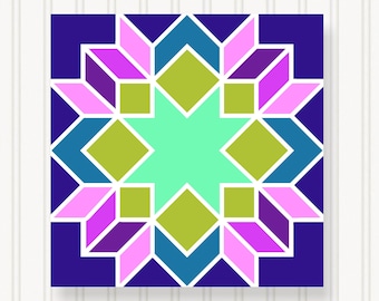 Barn Quilt Wall Art, 8 Sizes, Outdoor & Indoor Square Block, Home Decor Accent, BQ057