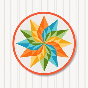 Round Barn Quilt, 6 Sizes, Beautiful Outdoor Wall Art Decor, BQR072-19