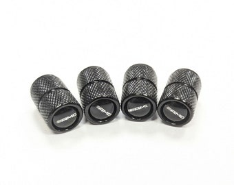 AMG DELUXE Black Tire Valve Dust Caps Stem Covers Universal Fit 4pcs