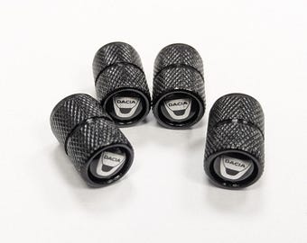 DACIA DELUXE Black Tire Valve Dust Caps Stem Covers Universal Fit 4pcs