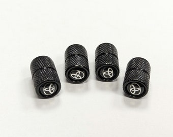 TOY-OTA DELUXE Black Tire Valve Dust Caps Stem Covers Universal Fit 4pcs