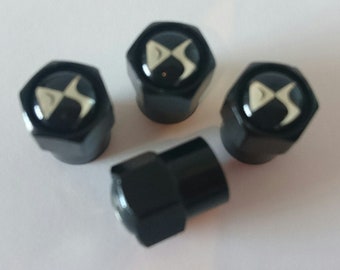 DS Black Chrome Wheel Tyre Valve Dust Caps Covers Set x4 Metal C1 C2 C3 C4 ZERO PICASSO DS5 DS3 Citroen DS4