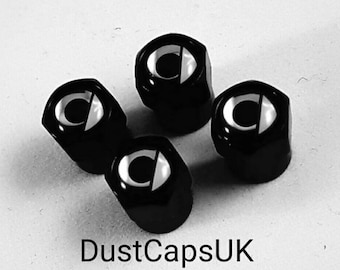 SMART Black Wheel Tyre Valve Dust Caps Covers Set x4 Chrome Metal Car Fortwo Forfour Roadster Brabus Pulse Prime City Xclusive Passion Sport