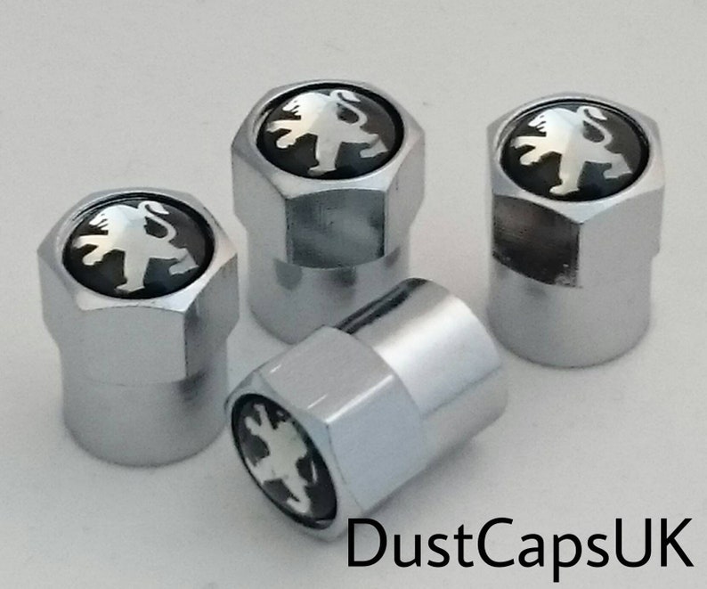 4 x Silver Chrome Tyre Valve Dust Caps Fits LANDROVER BLACK