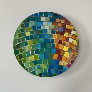 10” disco ball | mirror ball | acrylic painting