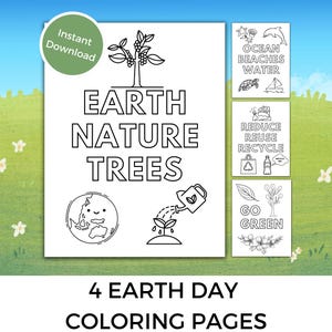 Nature Coloring Pages, Earth Day Activity for Kids, Earth Day Coloring, Coloring Bundle, Nature Coloring Sheets, Kindergarten Coloring