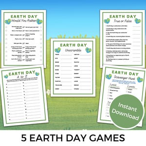 Earth Day Games Bundle, 5 Printable Earth Day Activities for kids, Fun Printable Spring Games, Elementary Earth Day, Environmental Activity