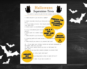 Halloween Superstition Trivia Game: Office Party Activity (PDF Download)