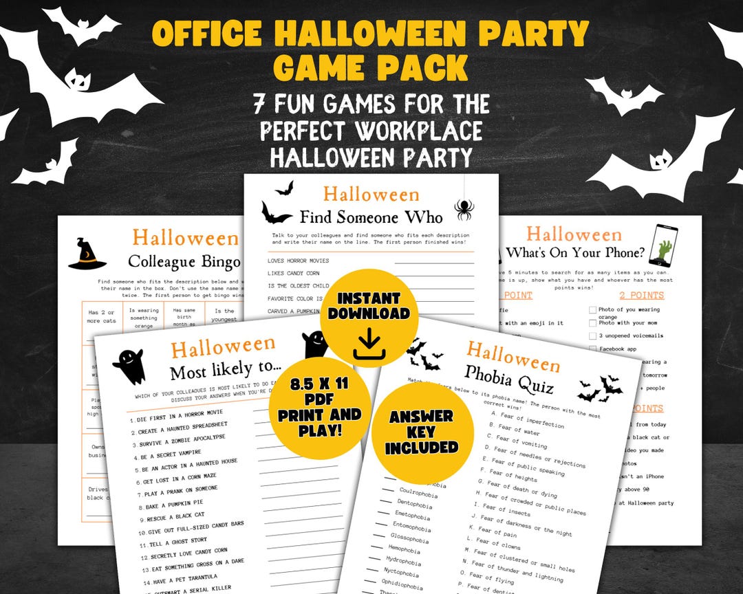 Office Halloween Party Games Bundle: Printable Work Activities (PDF  Download) - Etsy Canada