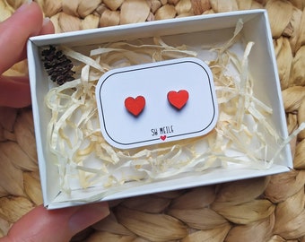 Handmade wooden earrings ''Hearts''