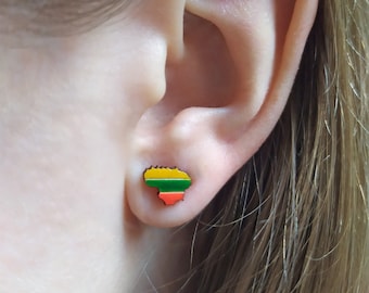 手作りの木製イヤリング「リトアニアの国旗」