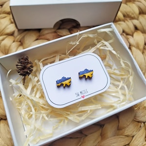 Wooden earrings Slava Ukraini Freedom for Ukraine image 1