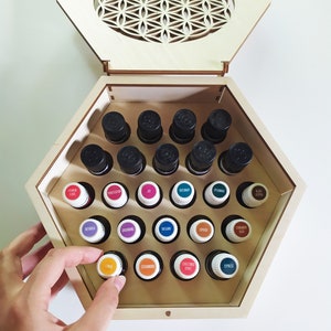 Wooden box for essential oils organizer for 24 bottles image 5