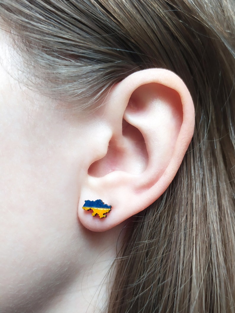 Wooden earrings Slava Ukraini Freedom for Ukraine image 2