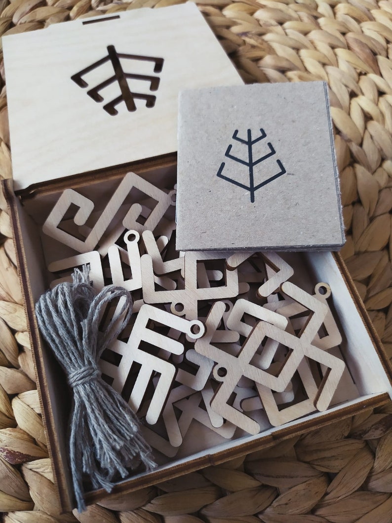 Wooden toys/ornaments with Baltic symbols image 5