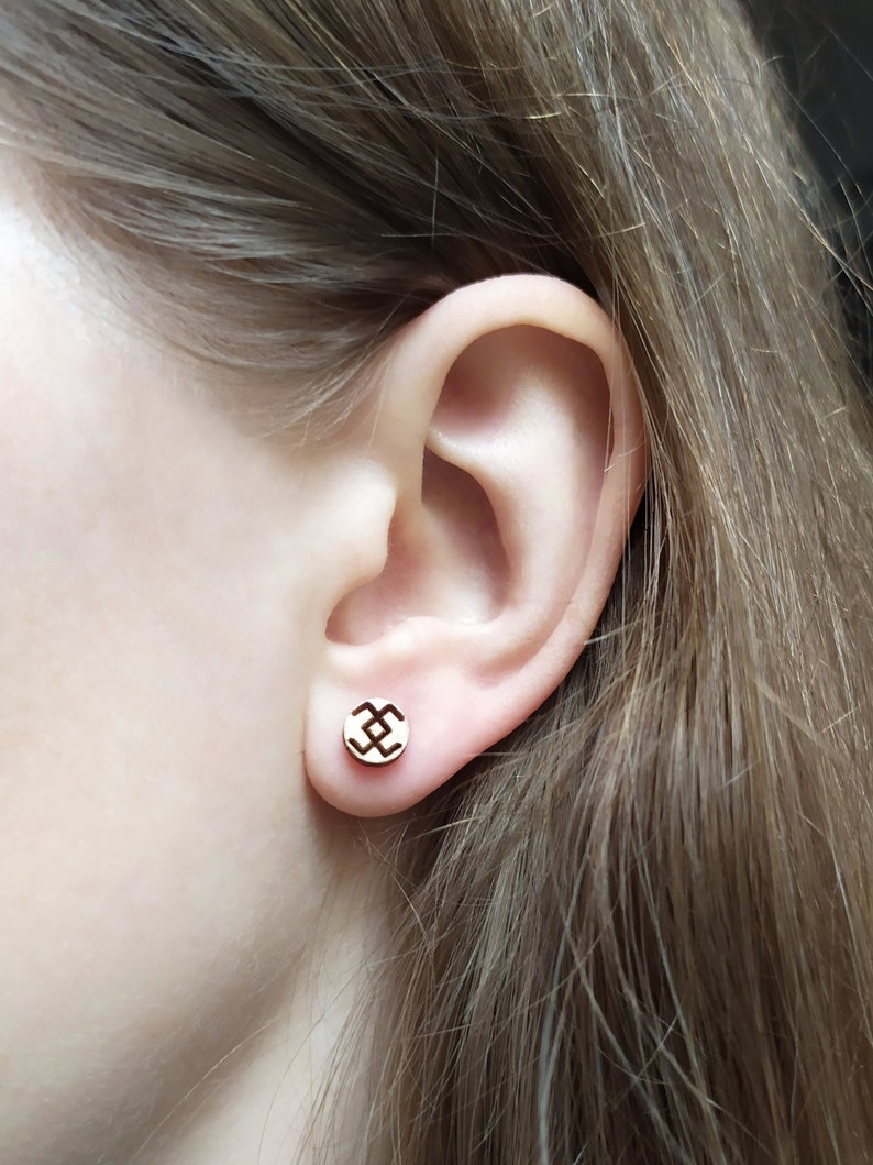 Wooden earrings with Baltic symbols image 10