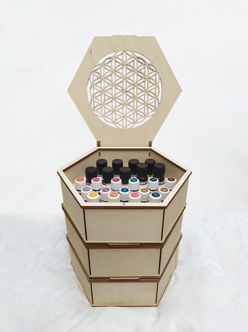Wooden box for essential oils organizer for 24 bottles image 8