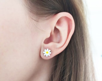 Wooden flower earrings for mother's day Chamomile and Hepatica