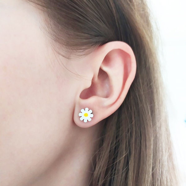 Wooden flower earrings for mother's day Chamomile and Hepatica
