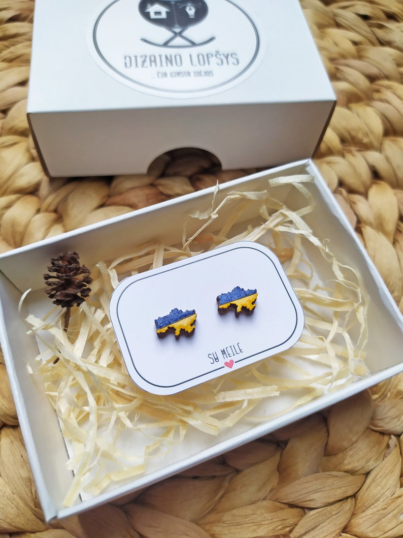 Wooden earrings Slava Ukraini Freedom for Ukraine image 1