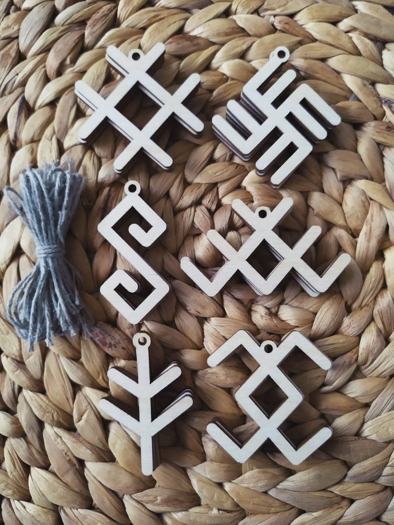 Wooden toys/ornaments with Baltic symbols image 3