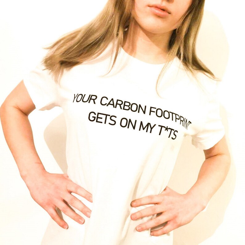 Climate Change T-Shirt, White Organic Cotton, One-Size Unisex, Your Carbon Footprint, FREE UK Postage image 5
