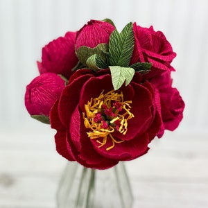 Crepe Paper Flowers - Peony and Rose Flower Bouquet - Perfect for Weddings, Anniversaries, and Mother’s Day