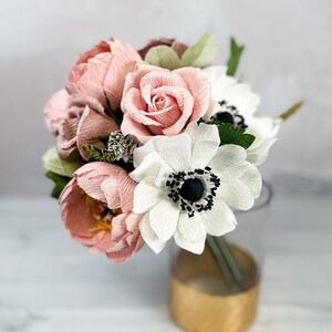 Paper Wedding Bouquet -Bridesmaid Paper Flower Bouquet 1st Anniversary and Mother&#39;s Day gift