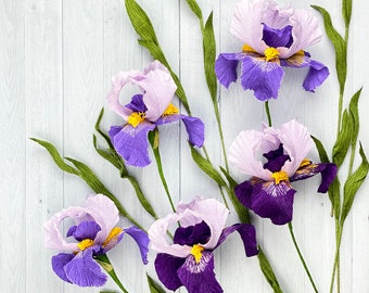 Crepe Paper Flowers , Iris Single Stem Flower, 1st Anniversary, Mother's Day Gift