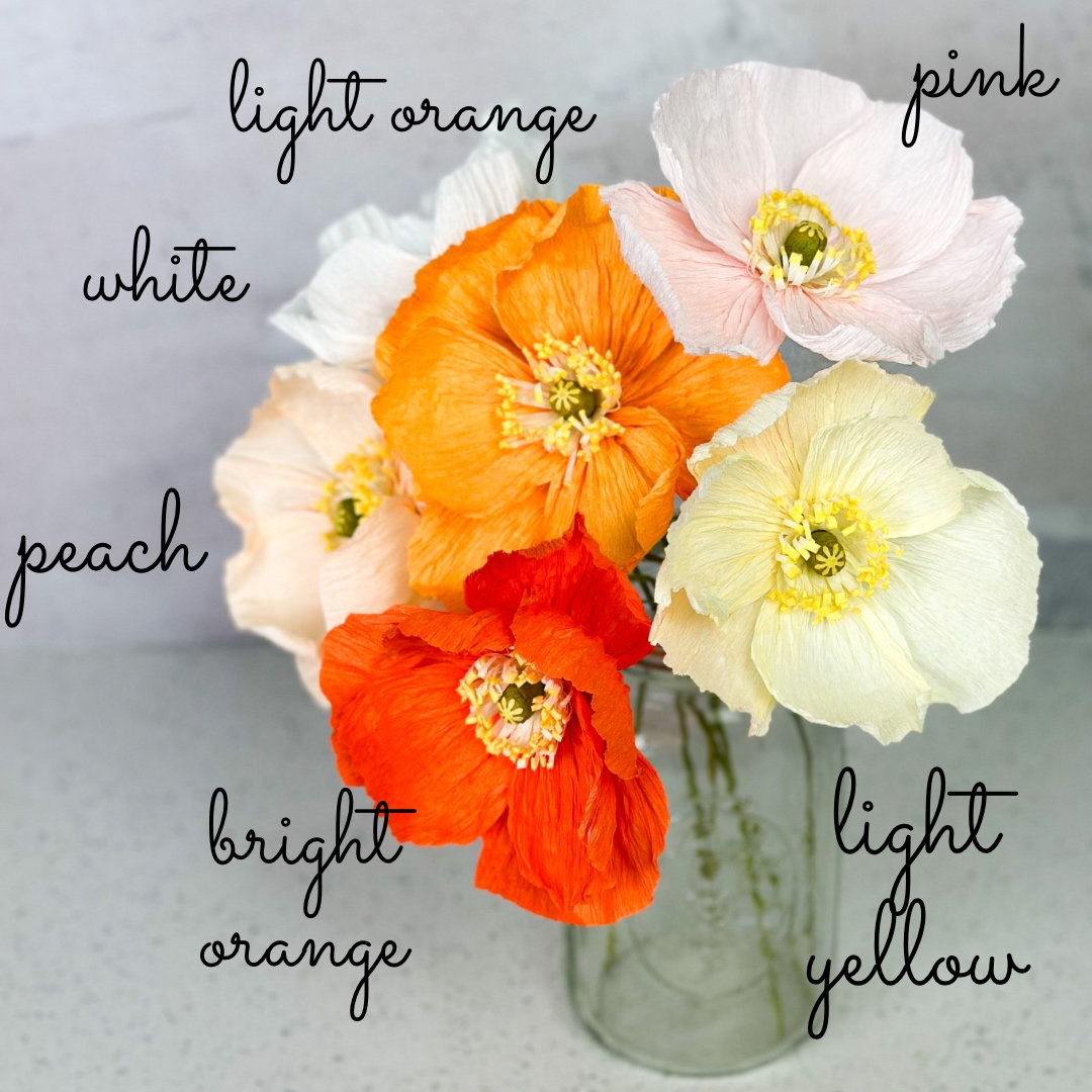 Crepe Paper Flowers, Single Icelandic Poppy Stem - Etsy